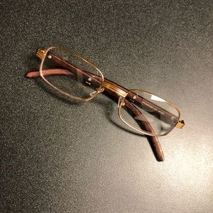 Gold and wooded brown glasses